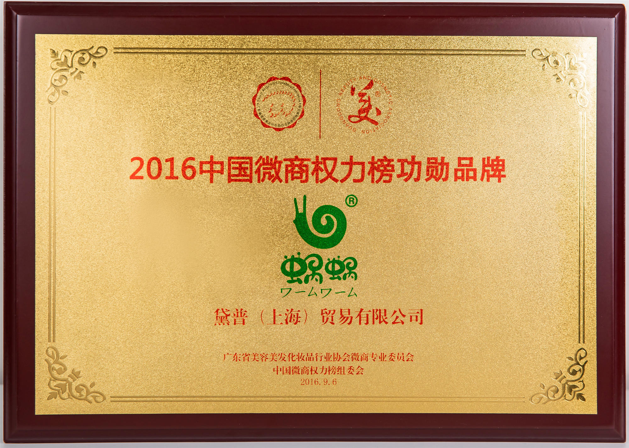 2016中國微商權(quán)力榜功勛品牌