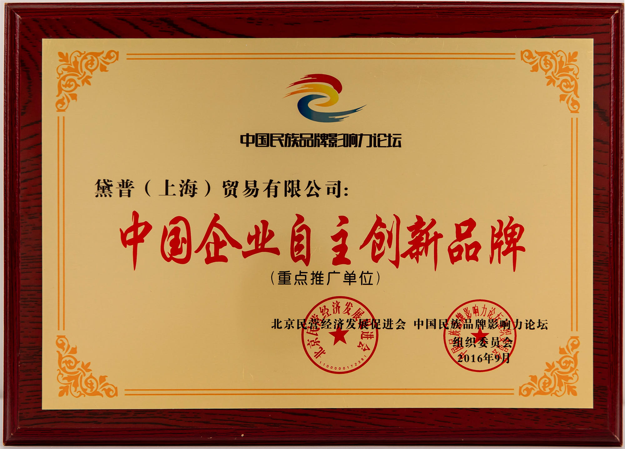 中國企業(yè)自主創(chuàng)新品牌重點推廣單位